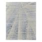 Ivory Blue And Silver Abstract Hand Knotted Distressed Area Rug | 9' x 13' with a contemporary blue and silver design.