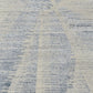 Ivory Blue And Silver Abstract Hand Knotted Distressed Area Rug | 9' x 13' in blue, silver, and ivory palette.