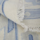 Ivory and Blue Wool Floral Hand Knotted Area Rug With Fringe Area Rug | 9' x 13' showcasing detail and texture.