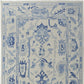 Ivory and Blue Wool Floral Hand Knotted Area Rug With Fringe Area Rug | 9' x 13' featuring soft patterns and rich detail.