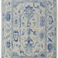 Ivory and Blue Wool Floral Hand Knotted Area Rug With Fringe Area Rug | 9' x 13' showcasing intricate floral patterns.