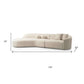 Ivory Boucle Curved Modular Sectional Sofa with Chaise & Toss Pillows | Modern 2-Piece Sectional dimensions and design view