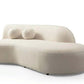 Ivory Boucle Curved Modular Sectional Sofa with Chaise & Toss Pillows | Modern 2-Piece Sectional in soft boucle fabric.