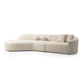 Ivory Boucle Curved Modular Sectional Sofa with Chaise & Toss Pillows | Modern 2-Piece Sectional in cozy, plush texture.