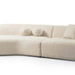 Ivory Boucle Curved Modular Sectional Sofa with Chaise & Toss Pillows | Modern 2-Piece Sectional