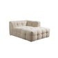 Ivory Boucle L Shaped Two Piece Sofa and Chaise Sectional With Toss Pillows showcasing its cozy design and plush texture.