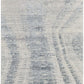Ivory Gray and Blue Abstract Hand Knotted Worn Faded Area Rug | 9' x 13' with contemporary abstract design in blue and gray.