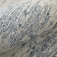 Ivory Gray and Blue Abstract Hand Knotted Worn Faded Area Rug | 9' x 13' close-up showing texture and design.