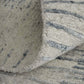 Ivory Gray and Blue Abstract Hand Knotted Worn Faded Area Rug | 9' x 13' showing intricate texture and color details.
