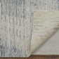 Ivory Gray and Blue Abstract Hand Knotted Worn Faded Area Rug | 9' x 13' showing the texture and backing.