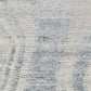 Ivory Gray and Blue Abstract Hand Knotted Worn Faded Area Rug | 9' x 13' close-up view of the textured surface.