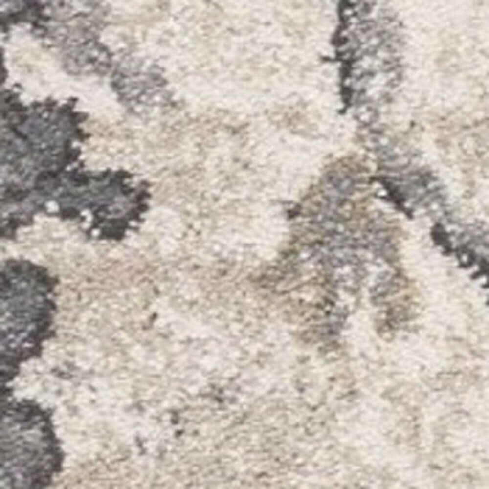 Ivory And Gray Floral Medallion Distressed Area Rug | 9' x 13' close-up showing soft patterns and rich detail.