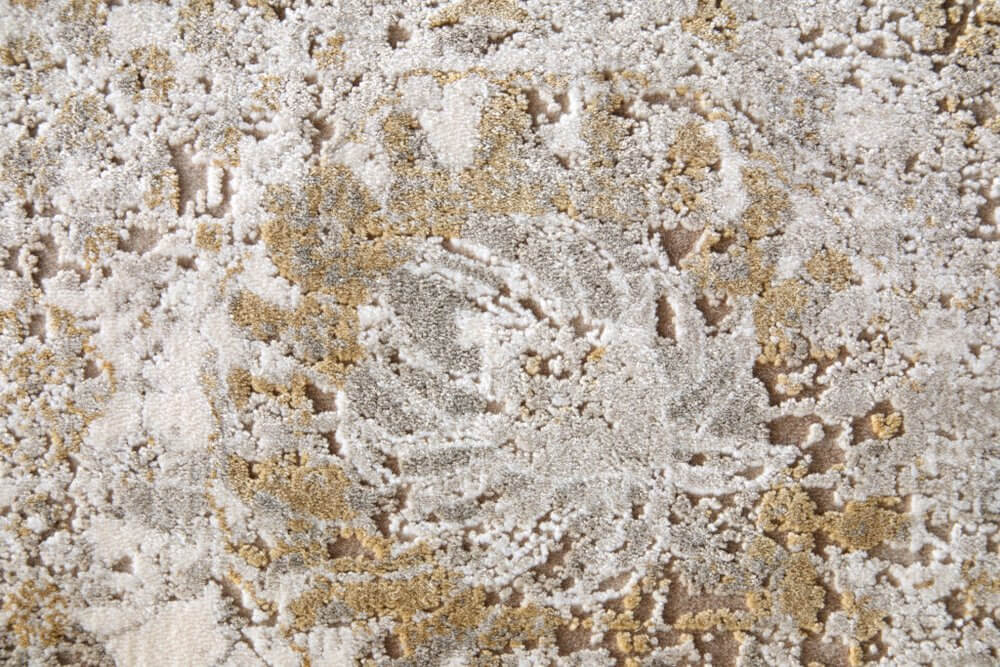 Ivory Gray And Gold Floral Area Rug With Fringe Area Rug | 9' x 13' soft pattern with rich detail