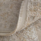Ivory Gray And Gold Oriental Area Rug With Fringe Area Rug | 9' x 13' showing rich texture and detailed design.