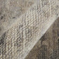 Ivory And Gray Wool Abstract Hand Knotted Area Rug | 9' x 13' close-up texture detail highlighting wool craftsmanship.