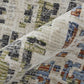 Ivory Green and Blue Abstract Power Loom Area Rug | 9' x 13' detailed texture and color pattern close-up.
