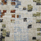 Ivory Green and Blue Abstract Power Loom Area Rug | 9' x 13' close-up with texture and color details.