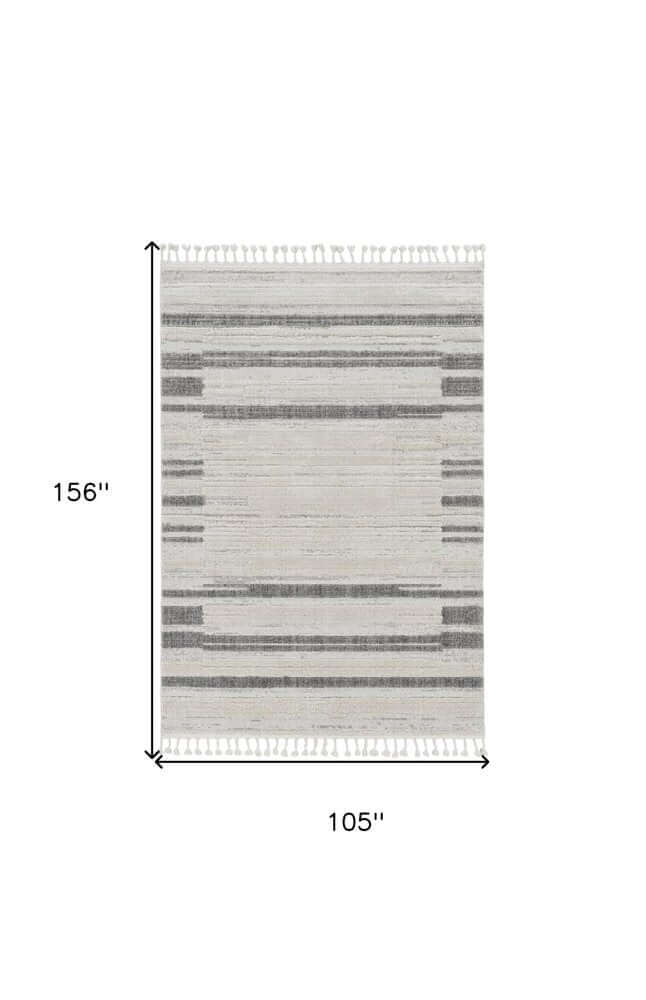 Ivory Grey Machine Woven Abstract Color Block Indoor Area Rug | 9' x 13' displayed with dimensions 156" x 105".