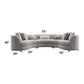 Ivria Gray Bouclé Sectional Sofa – Curved Modular Sofa with 9 Pillows (Modern Statement) dimensions and design details.