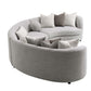 Ivria Gray Bouclé Sectional Sofa – Curved Modular Sofa with 9 Pillows (Modern Statement) in soft texture.