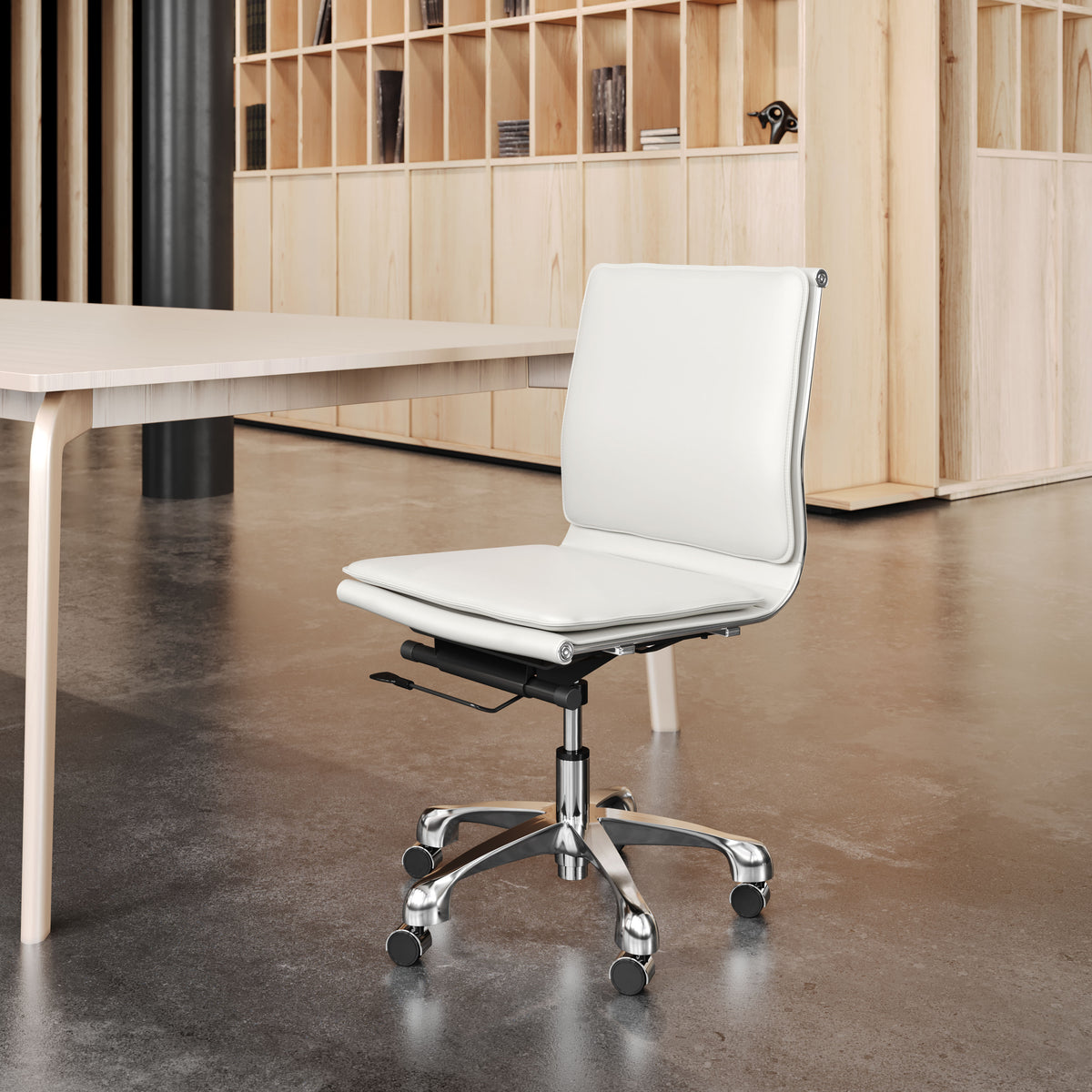 Lider Plus Armless Office Chair in White