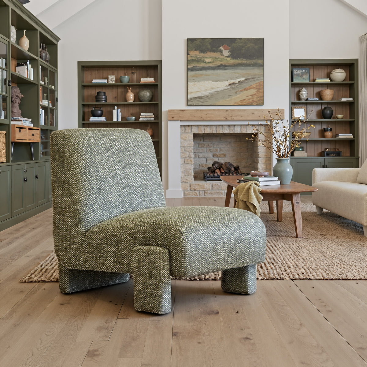 Orleen Checker Green Accent Chair