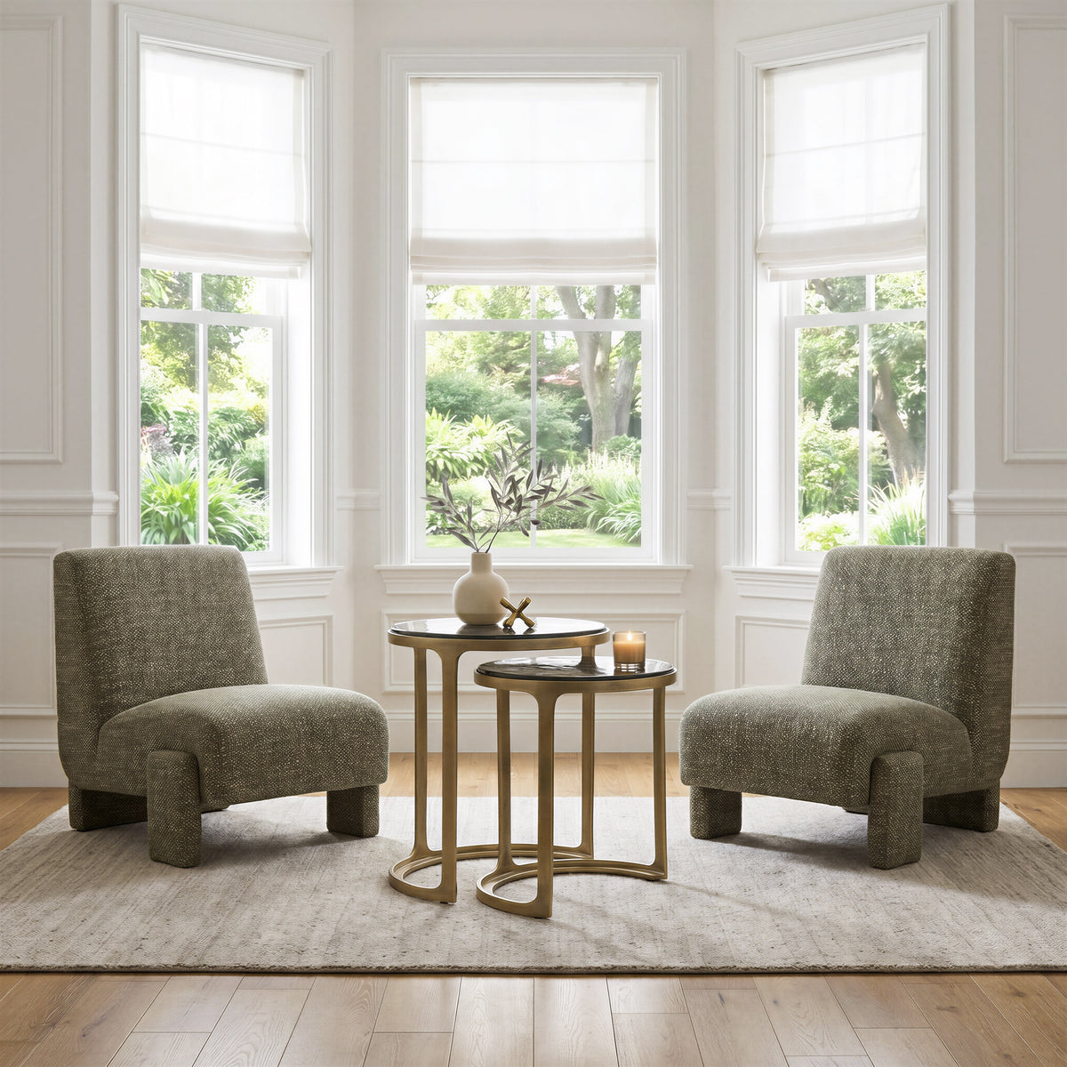 Orleen Checker Green Accent Chair