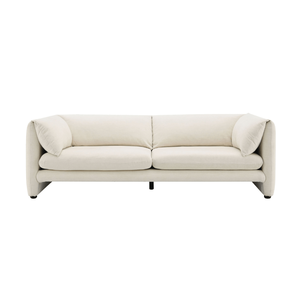 Jaeda Beige Sofa – 89” Modern Linen Sofa (Minimalist 2–3 Seat Couch) in a soft neutral tone.