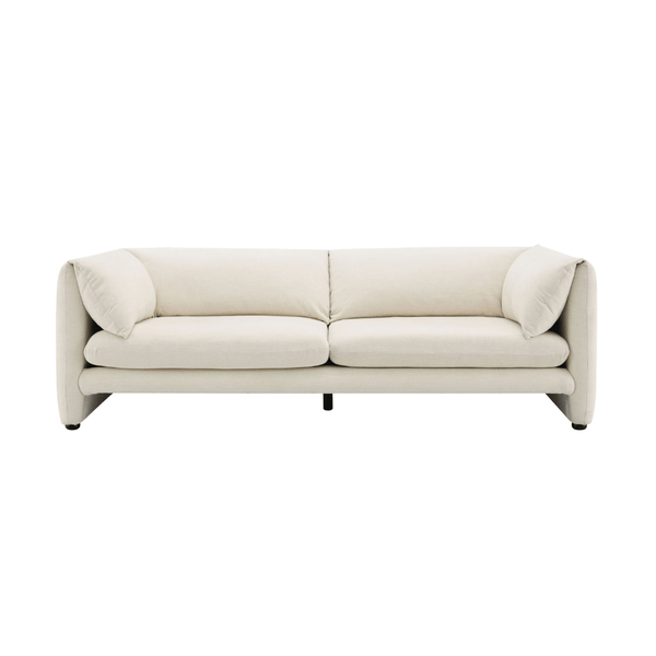 Jaeda Beige Sofa – 89” Modern Linen Sofa (Minimalist 2–3 Seat Couch) in a soft neutral tone.