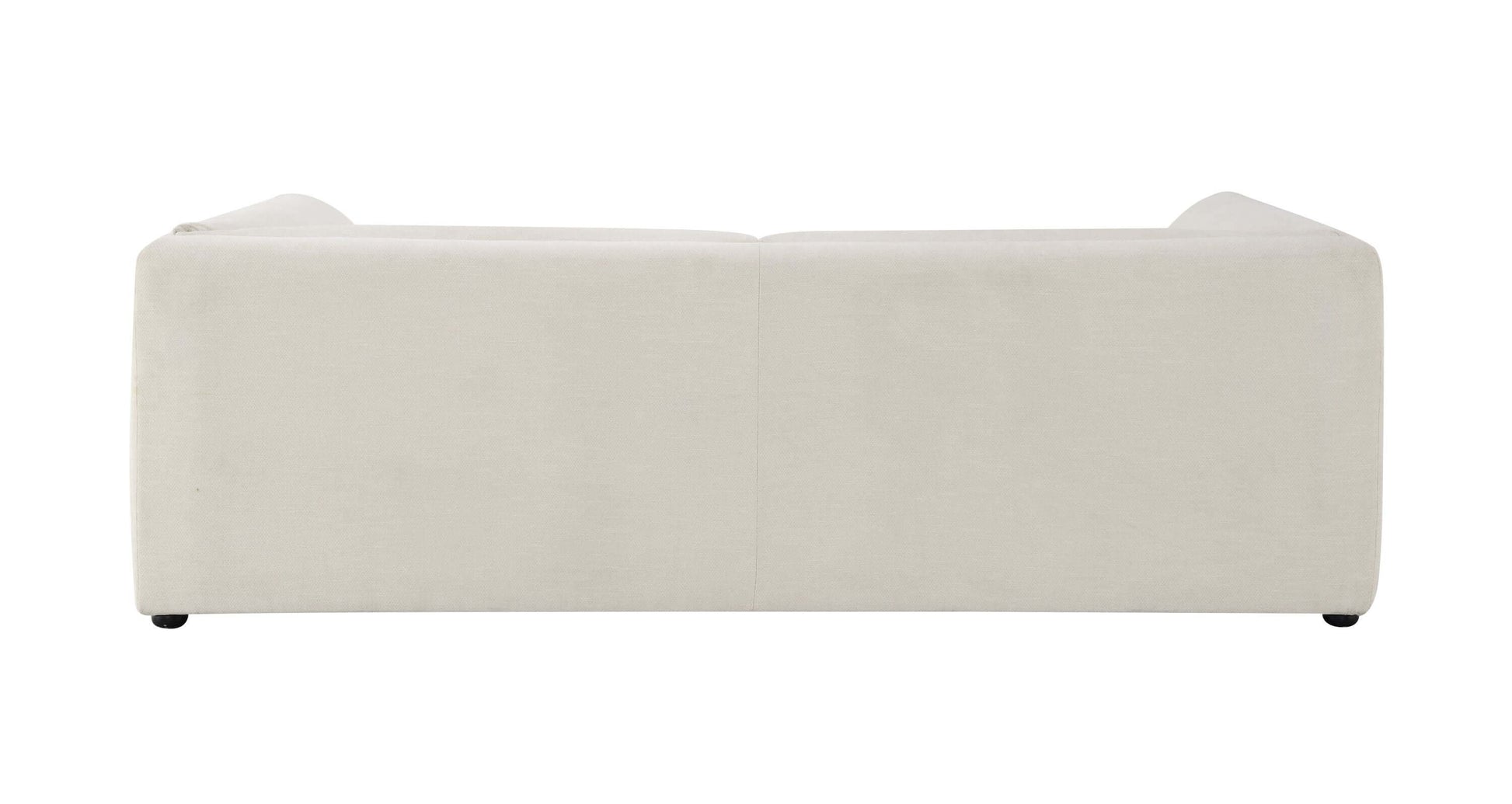 Jaeda Beige Sofa – 89” Modern Linen Sofa (Minimalist 2–3 Seat Couch) back view showing clean lines and soft linen fabric.