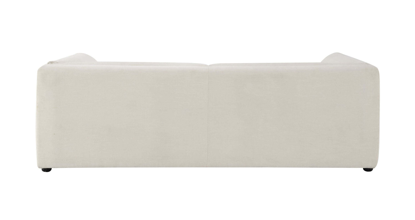 Jaeda Beige Sofa – 89” Modern Linen Sofa (Minimalist 2–3 Seat Couch) back view showing clean lines and soft linen fabric.