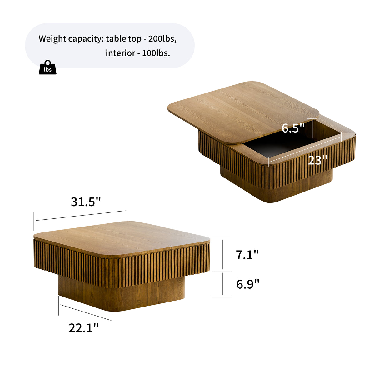 Jasper Brown Solid Wood & MDF Coffee Table – 31.5" Square Coffee Table – view 17