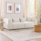 Jefferson 98" Modern Beige Chenille Sofa with Tuxedo Arms & Accent Pillows in a stylish living room setting.