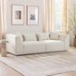 Jefferson 98" Modern Beige Chenille Sofa with Tuxedo Arms & Accent Pillows in a cozy living room setting.