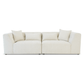 Jefferson 98" Modern Beige Chenille Sofa with Tuxedo Arms & Accent Pillows
