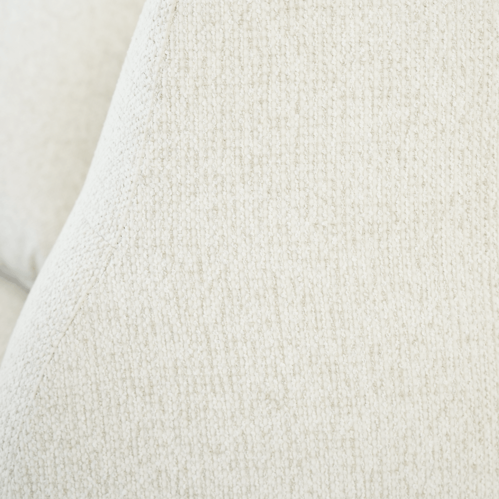 Texture close-up of the Jefferson 98" Modern Beige Chenille Sofa with Tuxedo Arms & Accent Pillows upholstery.