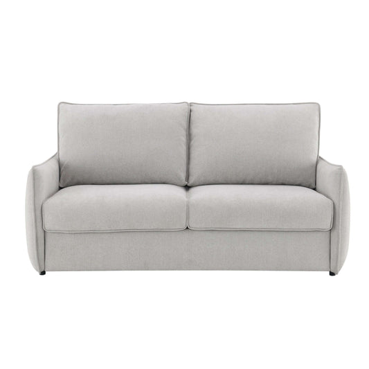 Jinn Beige Chenille Sleeper Sofa – 81” Convertible Sofa Bed with Memory Foam in a light gray fabric.