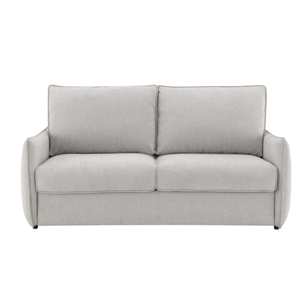 Jinn Beige Chenille Sleeper Sofa – 81” Convertible Sofa Bed with Memory Foam in a light gray fabric.