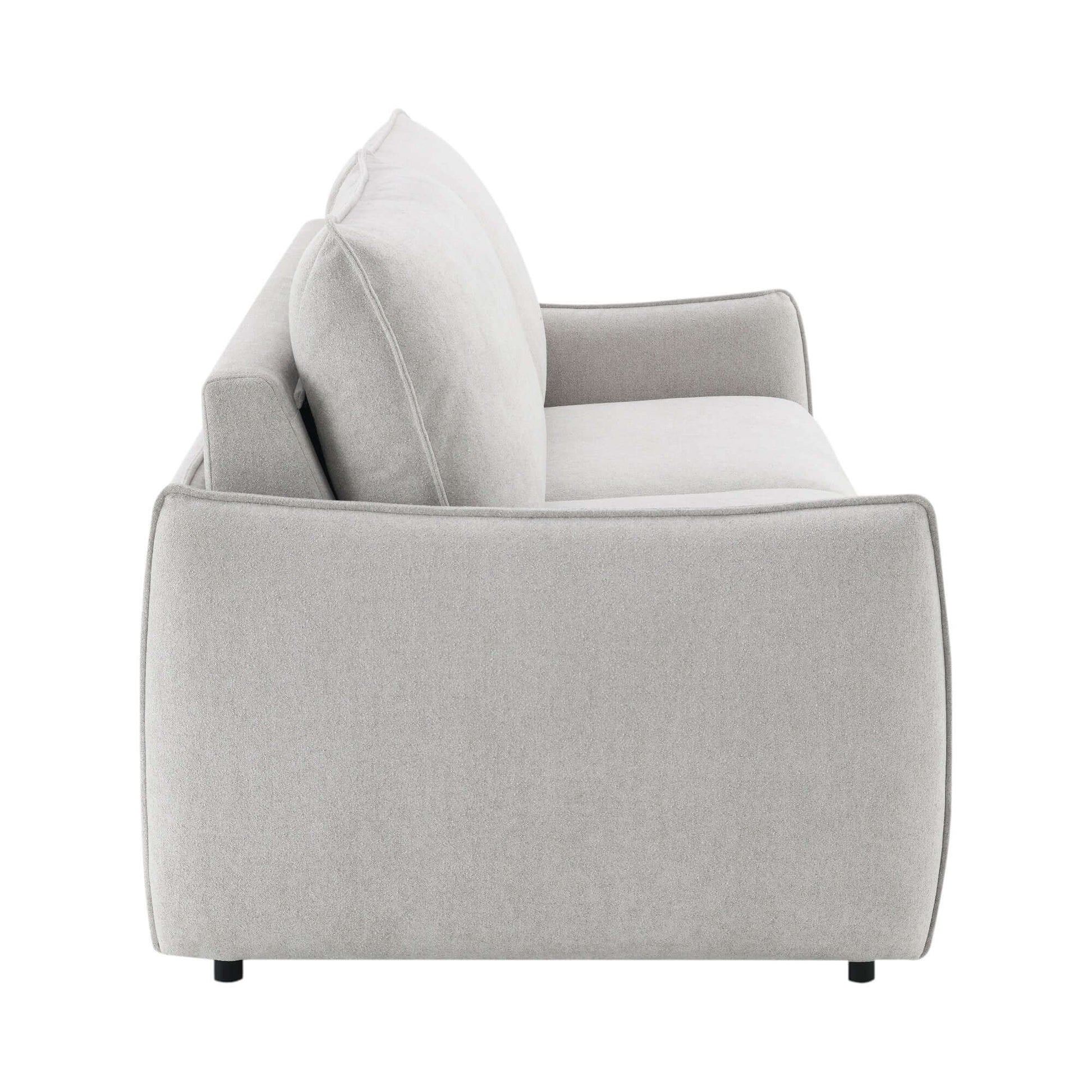 Jinn Beige Chenille Sleeper Sofa – 81” Convertible Sofa Bed with Memory Foam side view showcasing soft chenille upholstery.