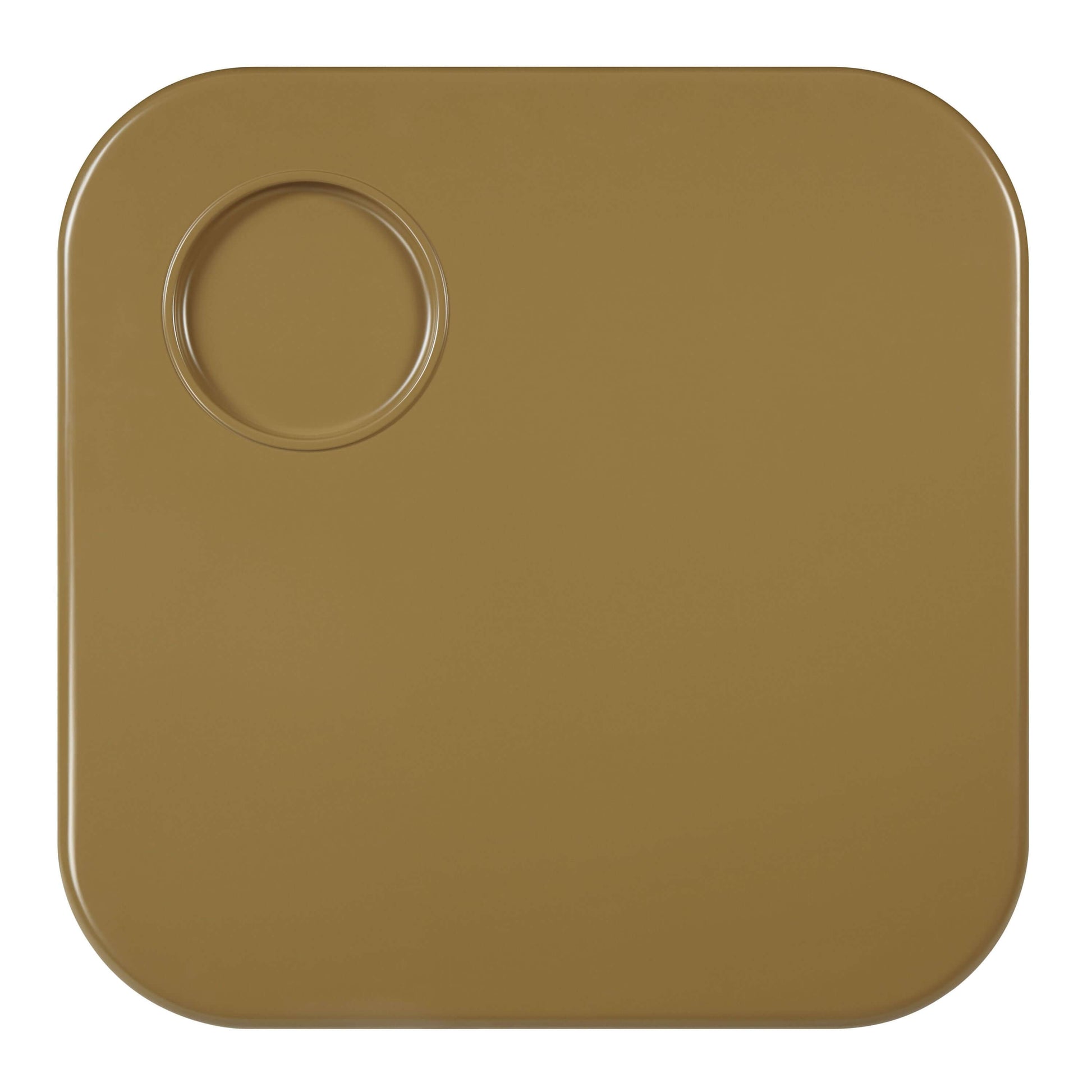Joane Mustard High Gloss Coffee Table 35"W featuring a sleek high-gloss finish in warm yellowish-brown tone.