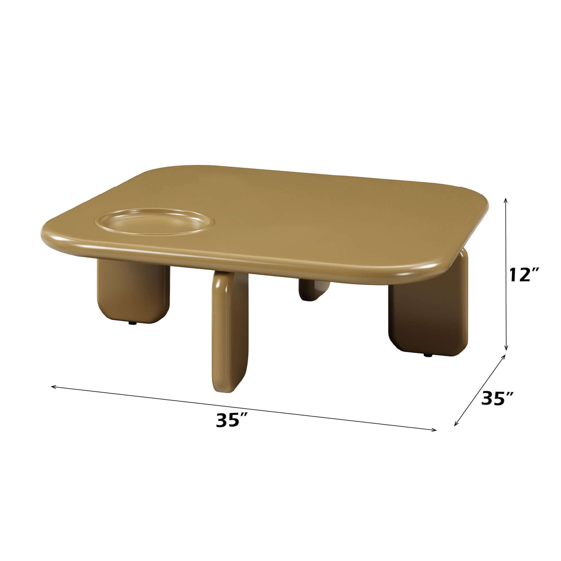 Joane Mustard High Gloss Coffee Table 35"W with a high-gloss finish and modern design, perfect for any living space.