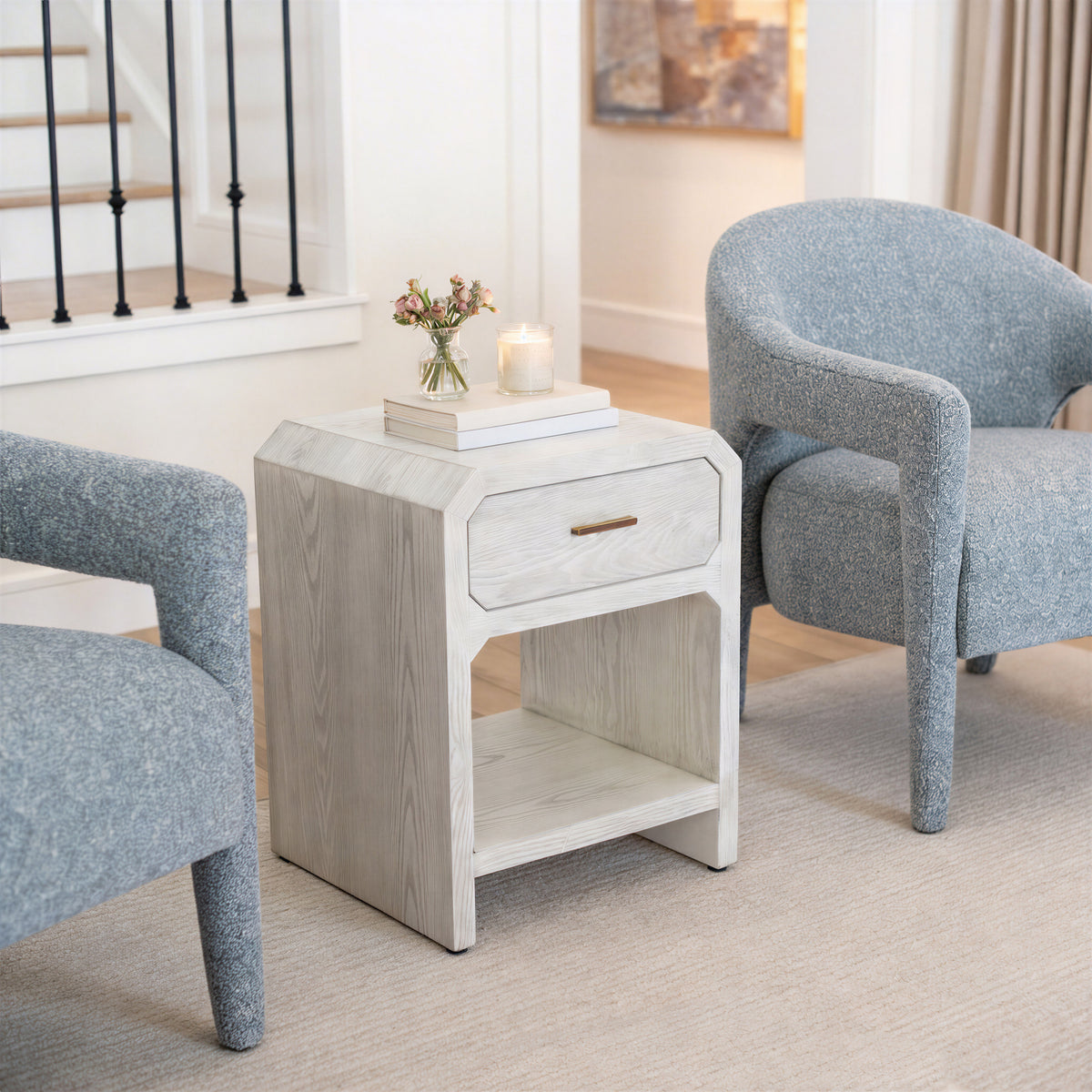 Yume Oak White Side Table