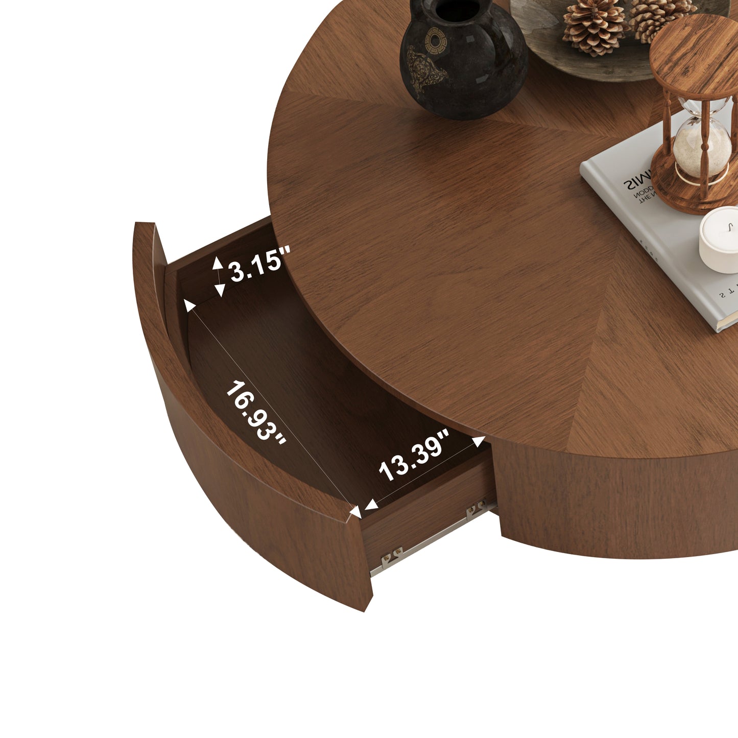 Juniper Walnut Solid Wood & MDF Coffee Table – 35.43" Round Coffee Table – view 10