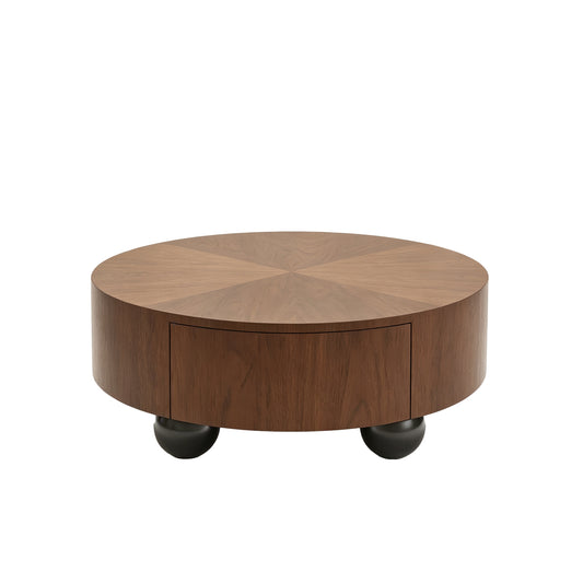 Juniper Walnut Solid Wood & MDF Coffee Table – 35.43" Round Coffee Table