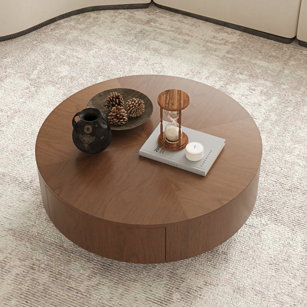 Juniper Walnut Solid Wood & MDF Coffee Table – 35.43" Round Coffee Table – view 5