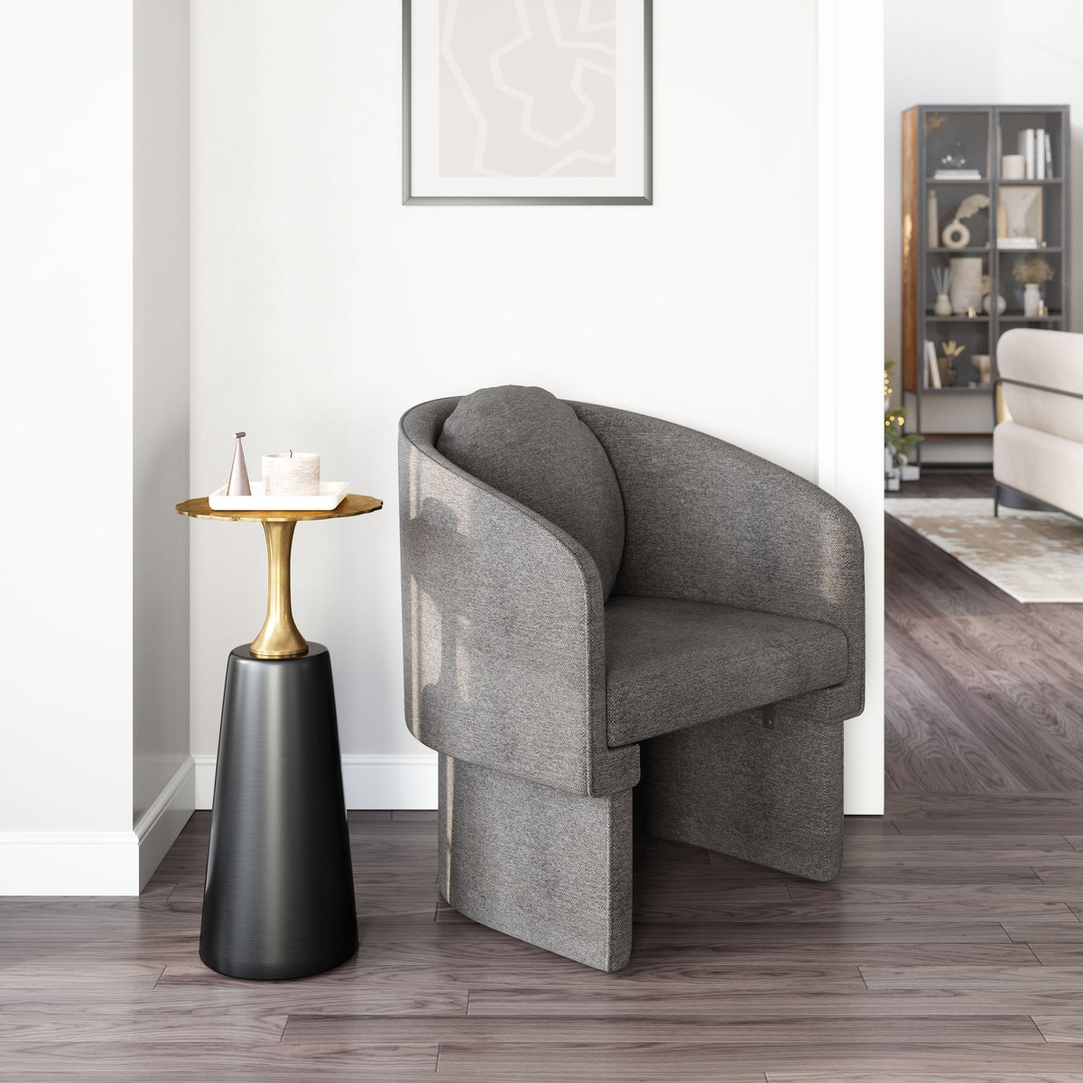 Olya Truffle Gray Accent Chair