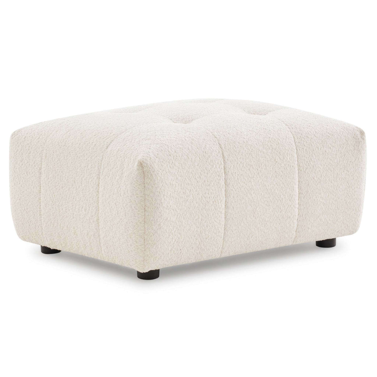 Kaynes Tufted Boucle Ottoman – 32" Ivory Modern Ottoman Bench (Scandinavian Style) with soft bouclé upholstery.