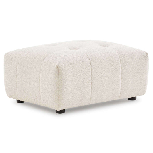 Kaynes Tufted Boucle Ottoman – 32" Ivory Modern Ottoman Bench (Scandinavian Style) with soft bouclé upholstery.