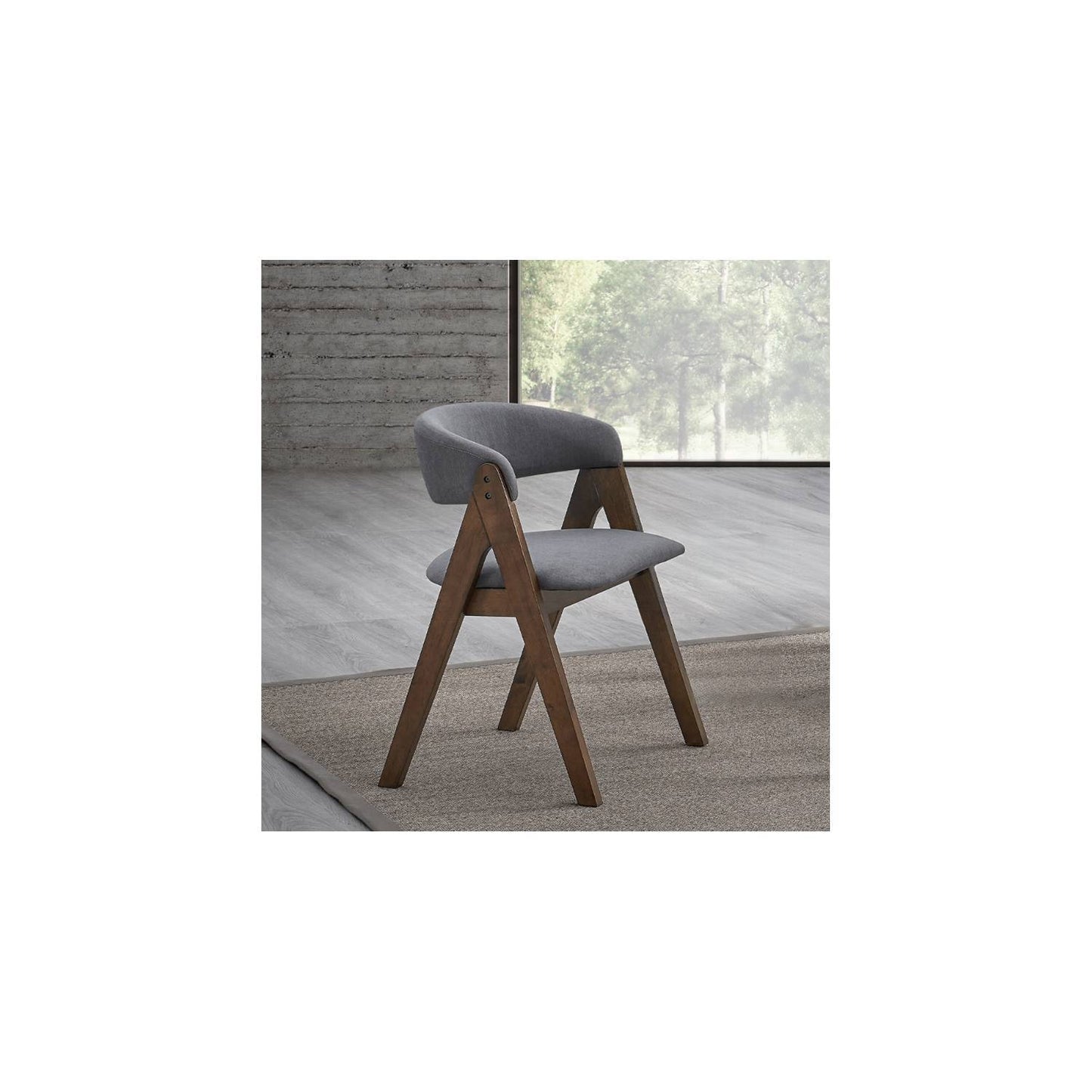 Keiki Gray Fabric & Walnut Finish Side Chair – Set of 2, Scandinavian Design – view 2