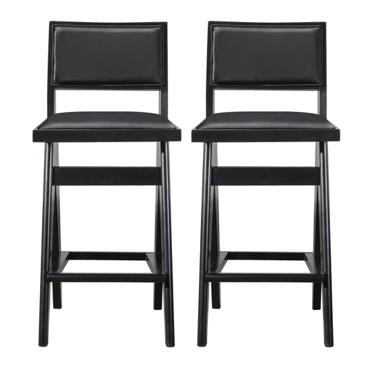 Keira Black PU Leather Bar Stool – 18.1" Mid-Century Modern Bar Stool